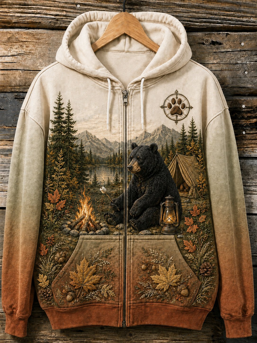 Women's Vintage Forest Camping Animal Print Hoodie
