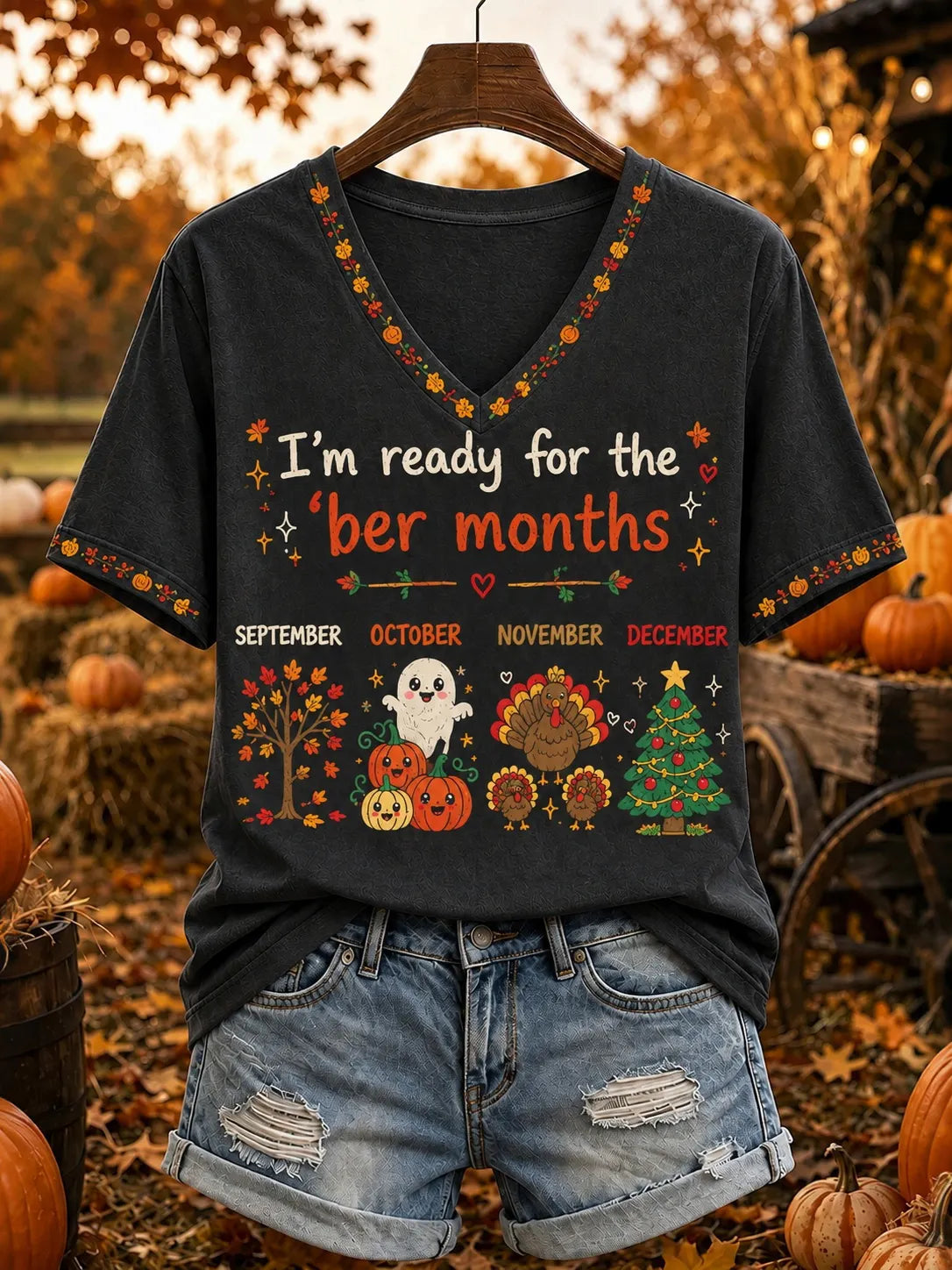 Women's "i'm Ready For The Ber Months" Autumn  Print Short Sleeve T-shirt