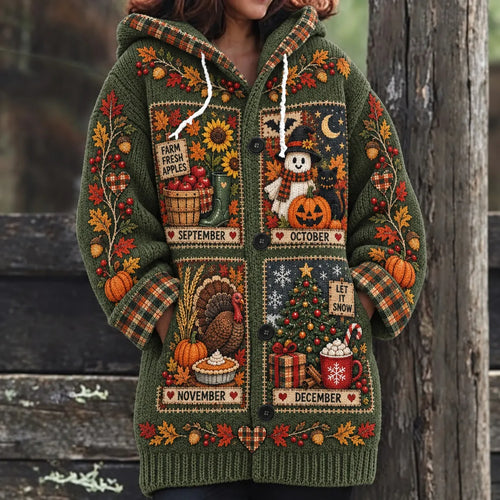 "dear 'ber' Months, I'm Ready" Women's Jacquard Knit Cardigan