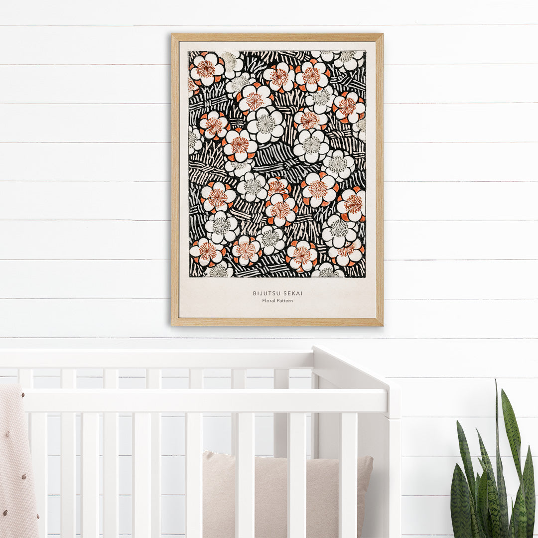 Motif floral de Bijutsu Sekai Poster by Moryarty - Oil Painting canvas print