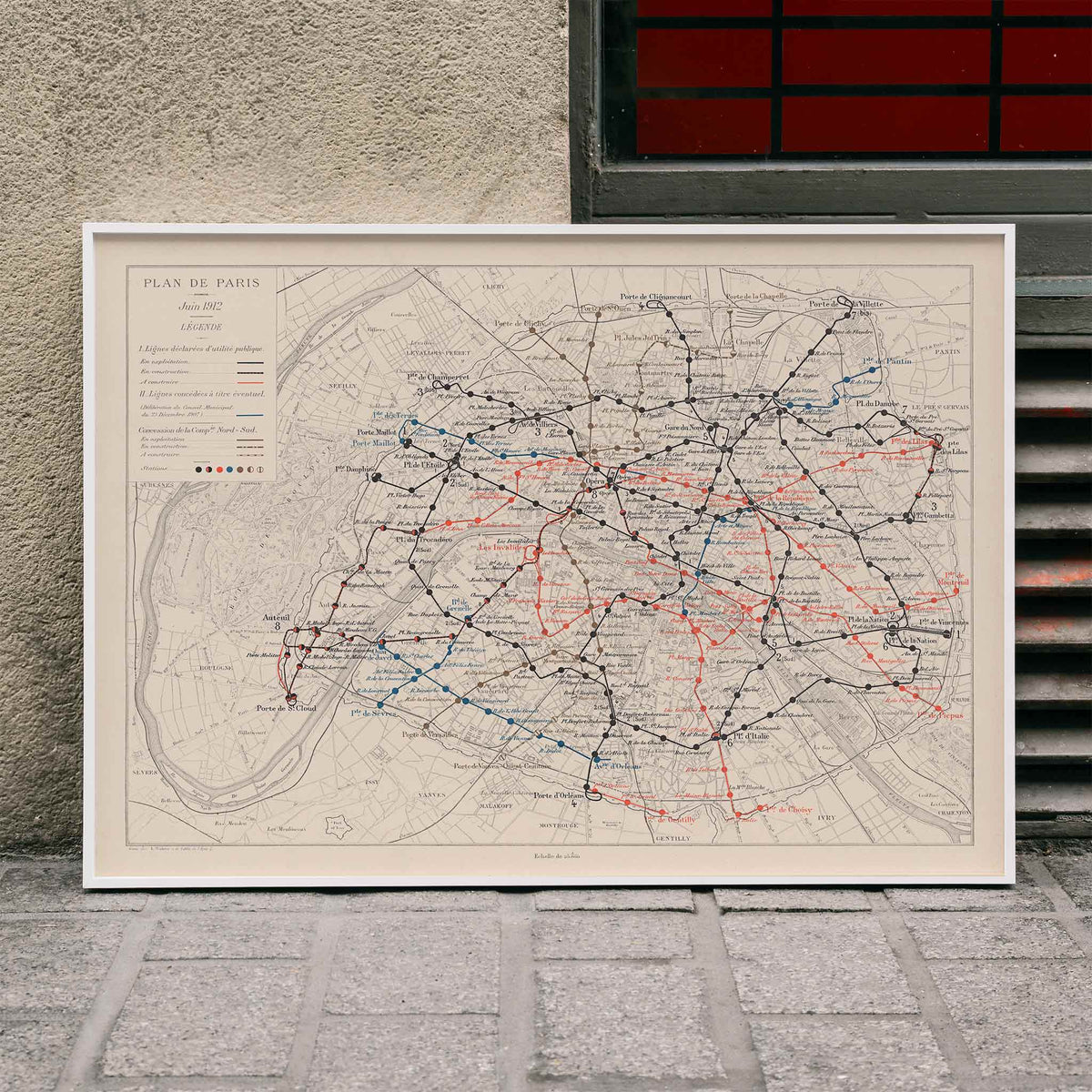 Plan de Paris mtropolitain Poster by Moryarty - Oil Painting canvas print