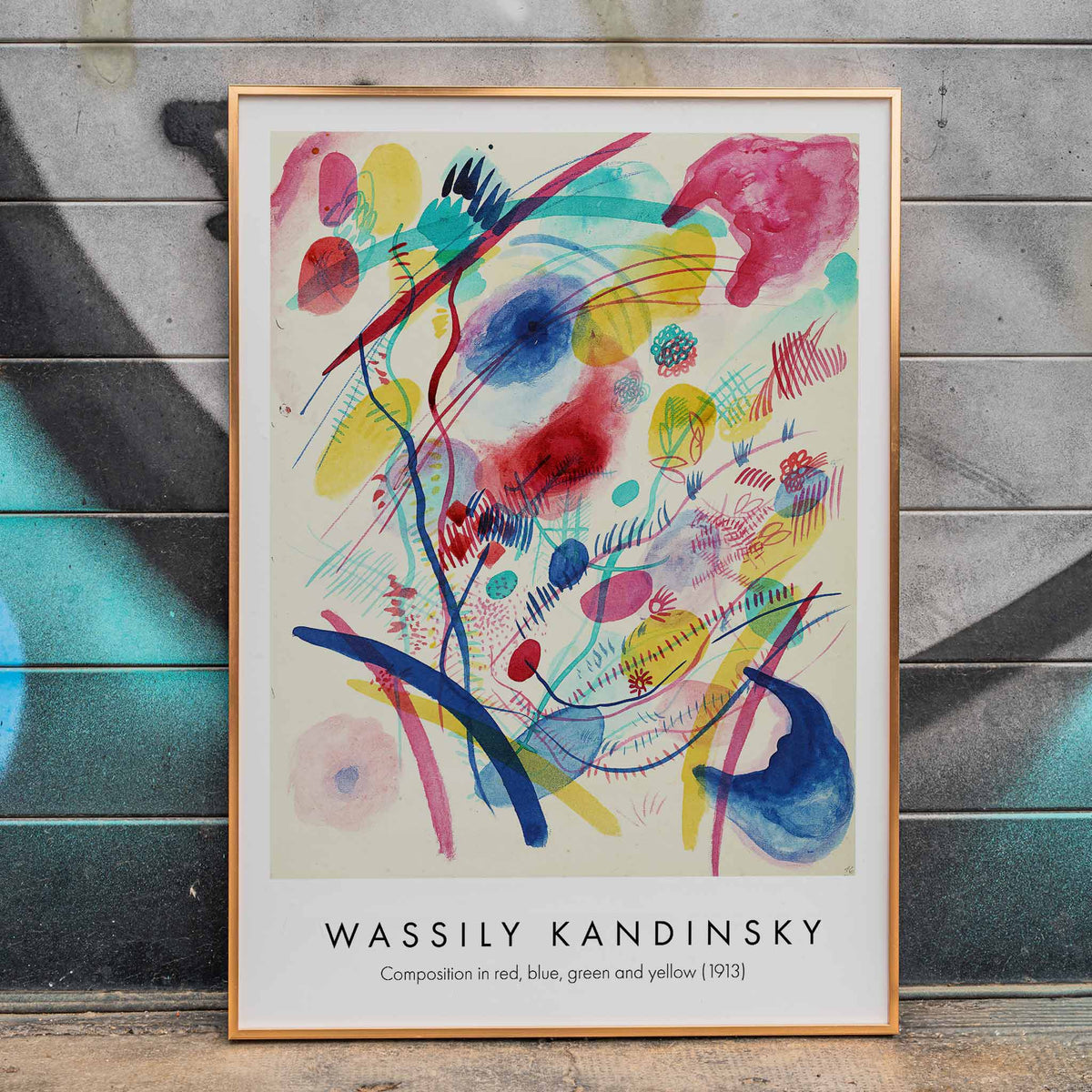 Composition en rouge, bleu, vert et jaune Poster by Moryarty - Oil Painting canvas print