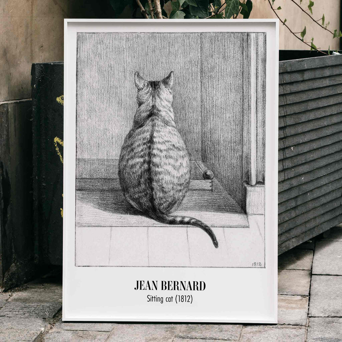 Chat assis de dos Poster by Moryarty - Oil Painting canvas print