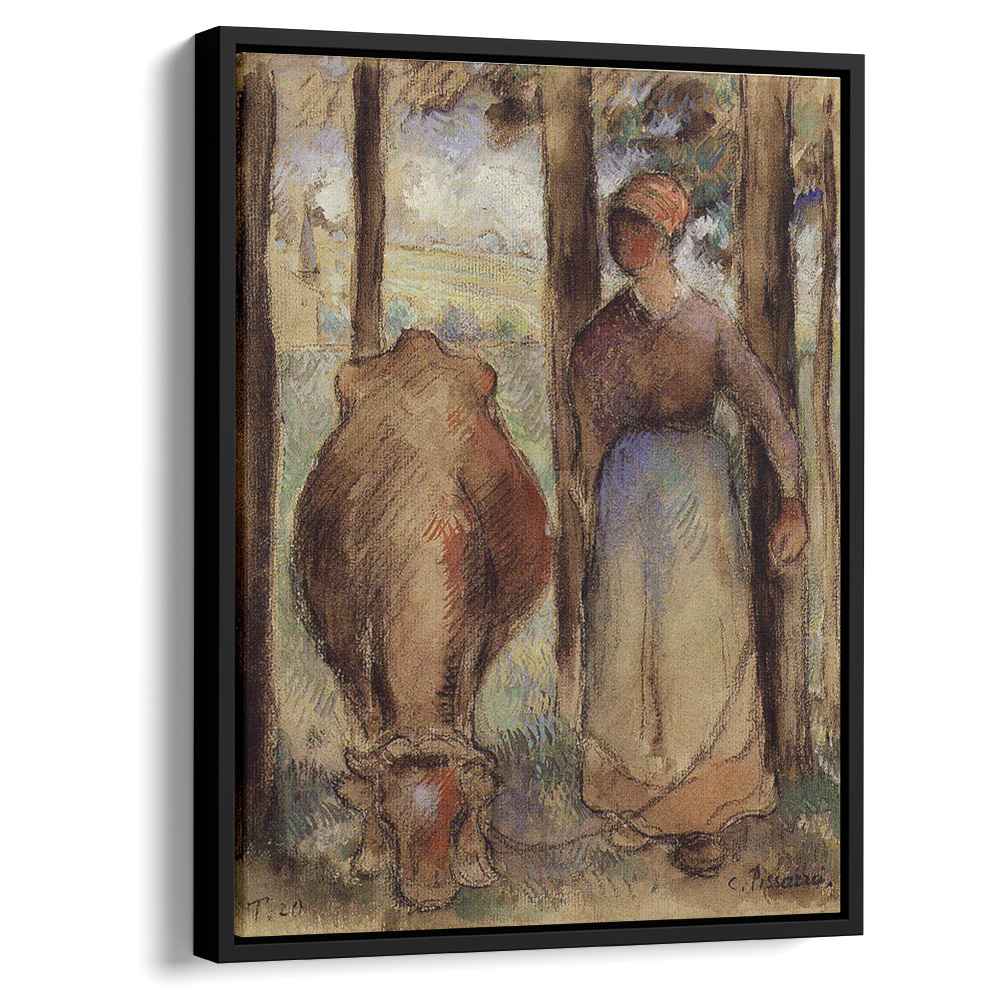 The Cowherd 1892 by Camille Pissarro by Camille Pissarro - Impressionist canvas print
