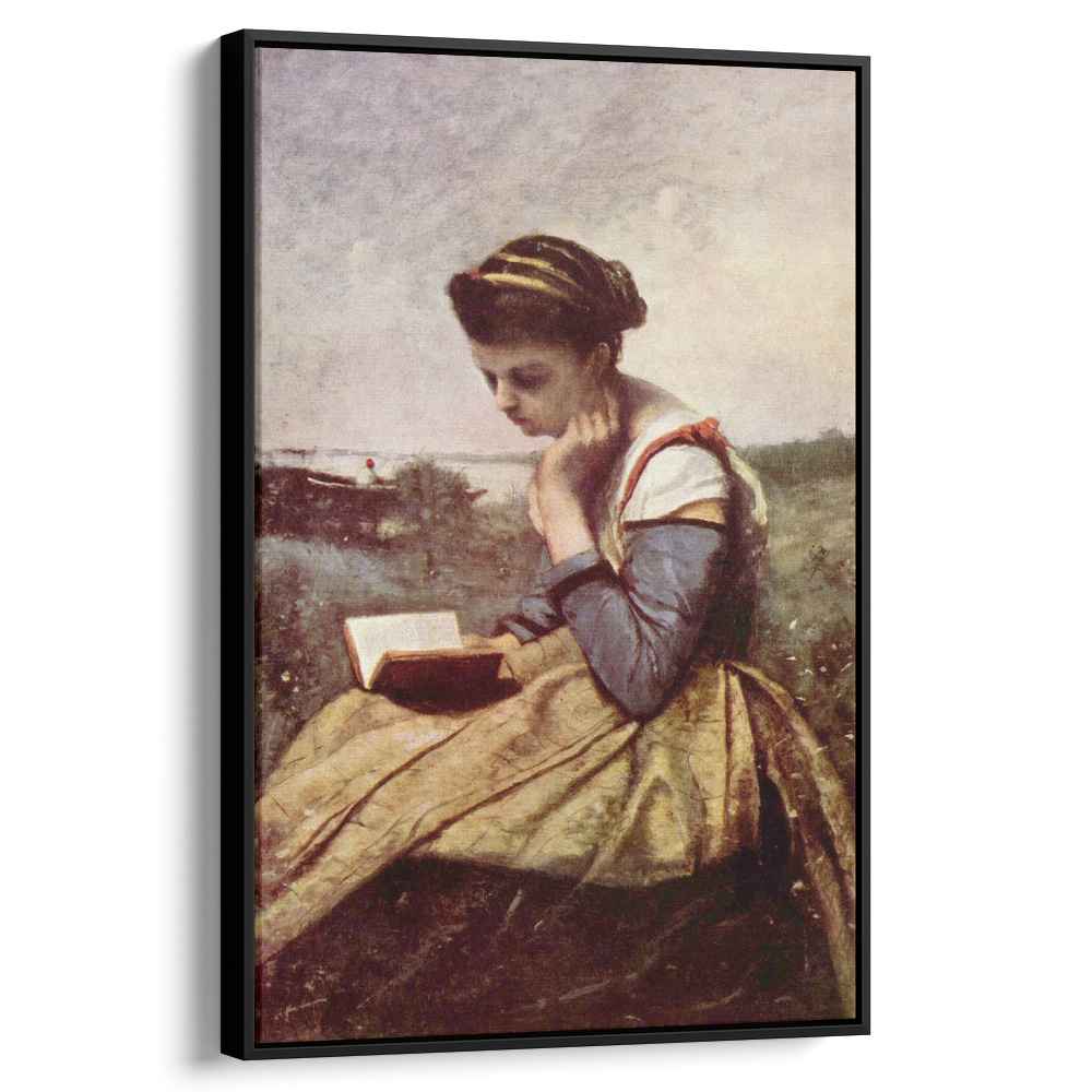 Woman Reading in a Landscape 1869 by Camille Corot by Camille Corot - Realist canvas print
