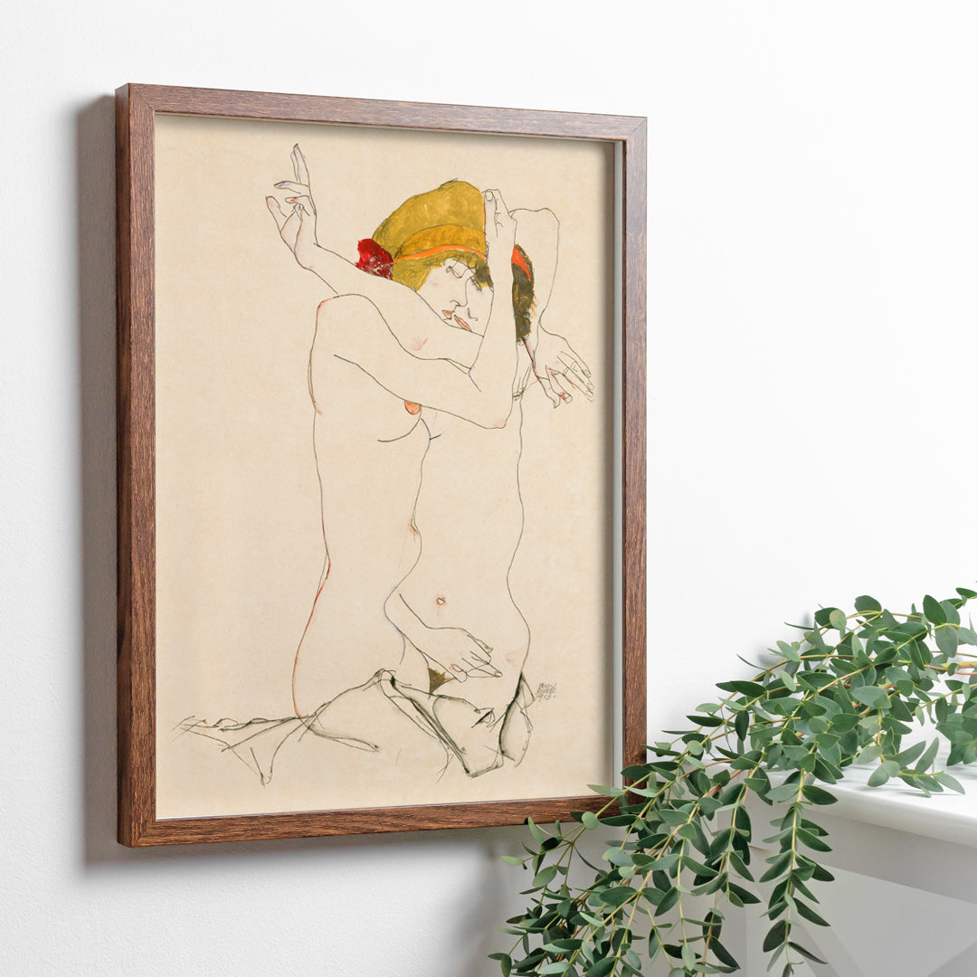 Deux femmes enlaces Poster by Moryarty - Oil Painting canvas print