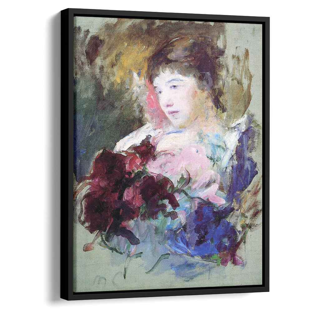 Young Girl Holding a Loose Bouquet 1880 by Mary Cassatt by Mary Cassatt - Impressionist canvas print