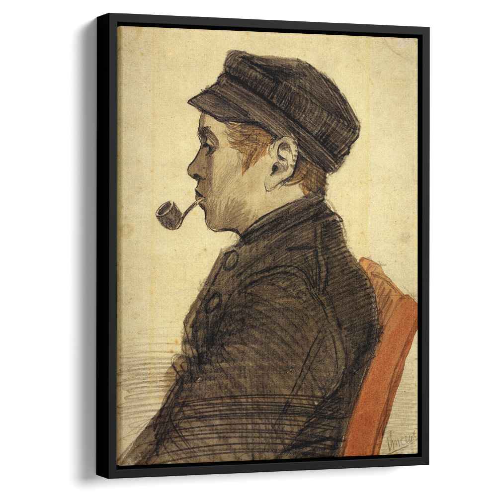 Young Man with a Pipe 1884 by Vincent van Gogh by Vincent van Gogh - Post-Impressionist canvas print