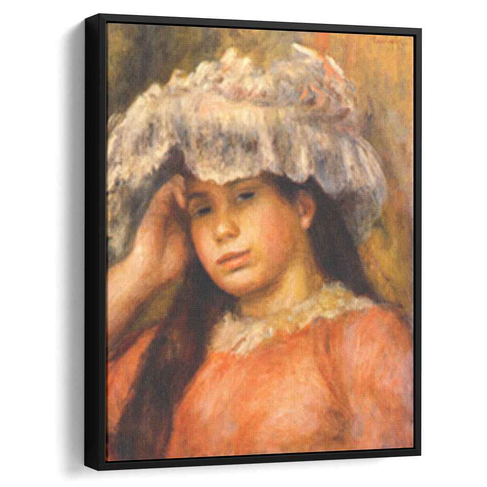 Young Woman Wearing a Hat 1894 by Pierre-Auguste Renoir by Pierre-Auguste Renoir - Impressionist canvas print